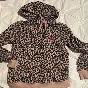 Leopard Print Hooded Sweatshirt - Pink/Black
